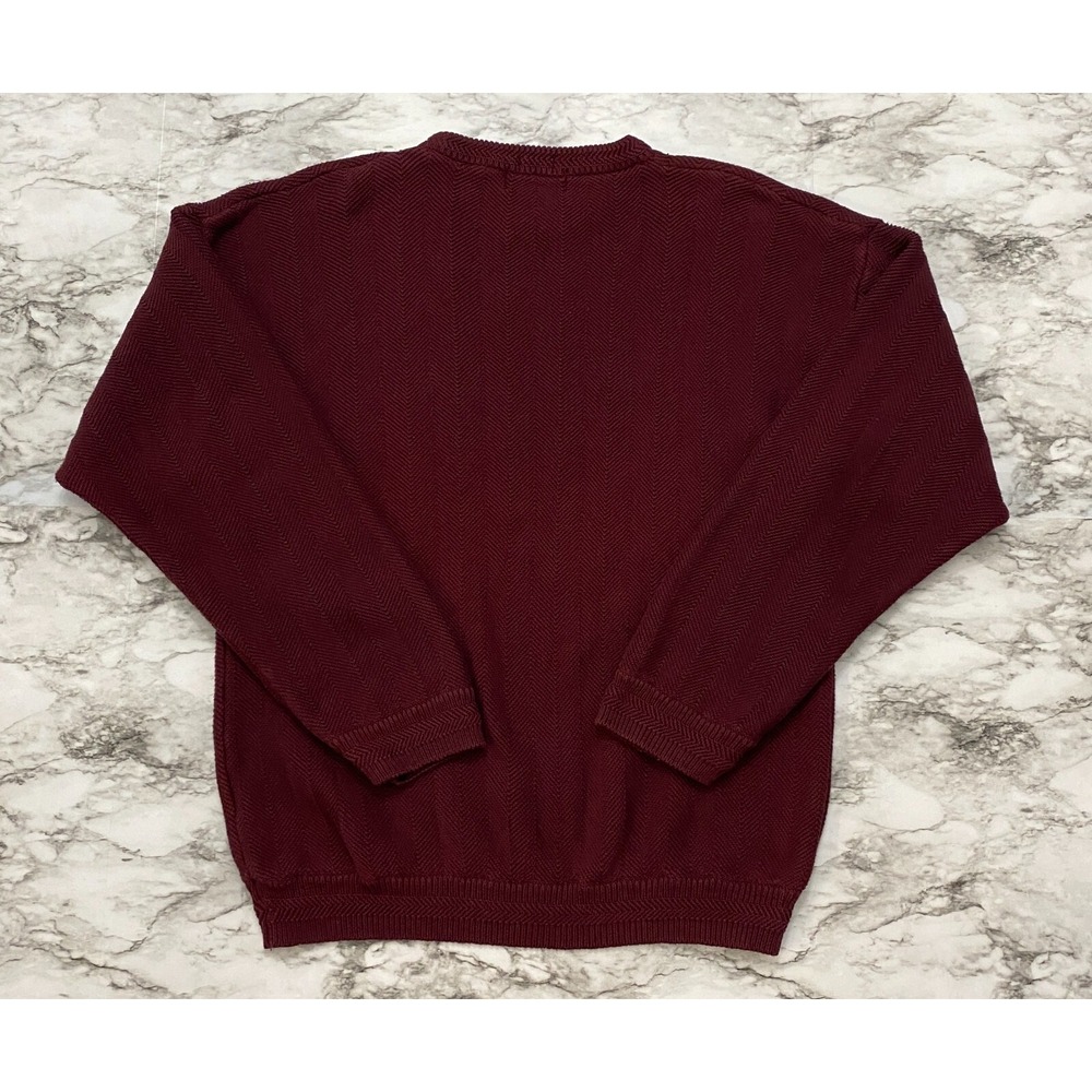 CHAPS Ralph Lauren Hand Framed Mens Sweater Size XL Burgundy Pullover Emb Logo - Picture 5 of 8